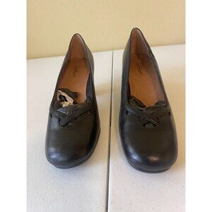 Strictly Comfort Womens Classic Pump Shoes Black Block Heels Leather 7 M